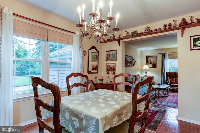 56 Zachary Dr, Chalfont, PA 18914 - dining area featuring a chandelier, wood finished floors, and baseboards