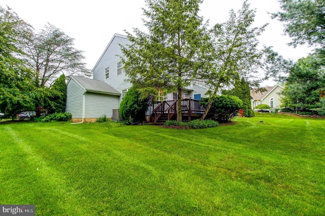56 Zachary Dr, Chalfont, PA 18914 - view of green lawn with a deck and central AC