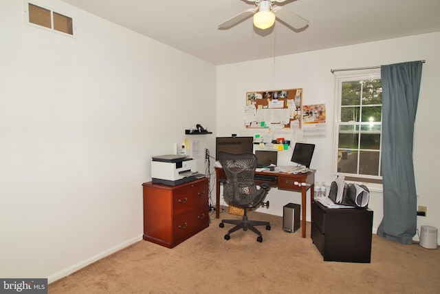 113 Megan Cir, Chalfont, PA 18914 - office featuring light carpet, ceiling fan, and baseboards