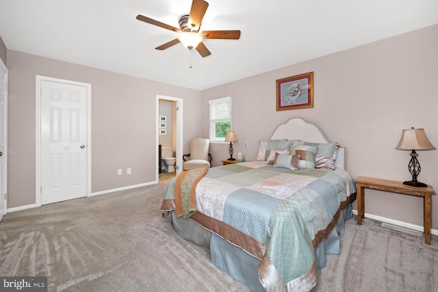 84 Winding Way, Upper Chichester, PA 19061 - carpeted bedroom with baseboards, ceiling fan, and ensuite bath