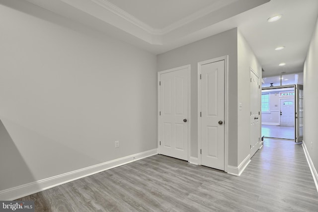 1129 Washington Blvd, Baltimore, MD 21230 - unfurnished bedroom featuring wood finished floors, ornamental molding, baseboards, and recessed lighting