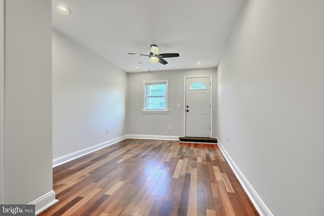1129 Washington Blvd, Baltimore, MD 21230 - foyer entrance featuring ceiling fan, hardwood / wood-style floors, baseboards, and recessed lighting