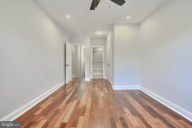 1129 Washington Blvd, Baltimore, MD 21230 - empty room featuring ceiling fan, wood-type flooring, baseboards, and recessed lighting