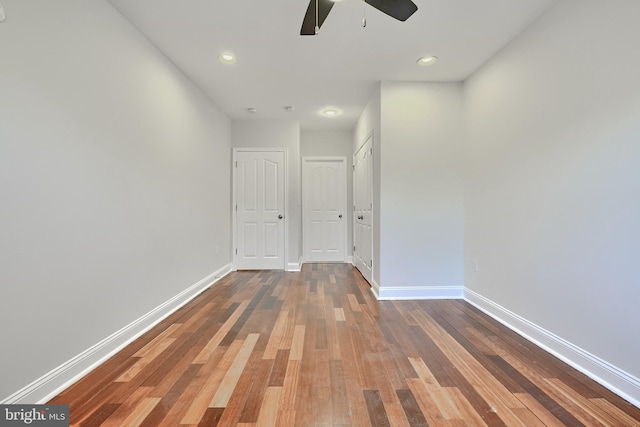 1129 Washington Blvd, Baltimore, MD 21230 - unfurnished room with wood-type flooring, baseboards, a ceiling fan, and recessed lighting