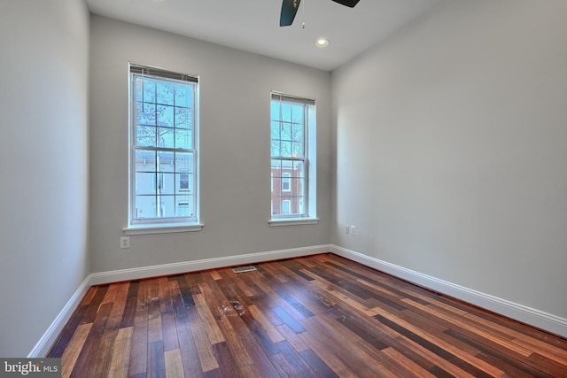 1129 Washington Blvd, Baltimore, MD 21230 - spare room with ceiling fan, dark wood-style flooring, baseboards, and recessed lighting