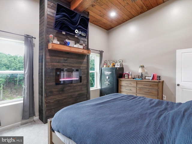 280 Champwood Ridge Ct, Keyser, WV 26726 - bedroom with light carpet, baseboards, multiple windows, and wooden ceiling