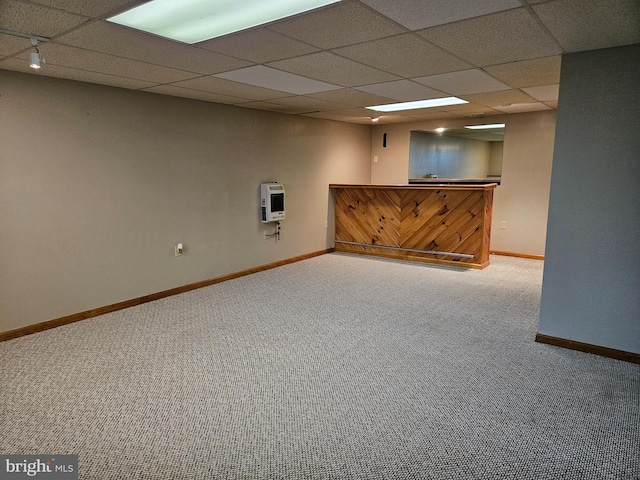 1511 Saint Francis Ln, Altoona, PA 16602 - finished below grade area featuring carpet, bar, baseboards, a drop ceiling, and heating unit