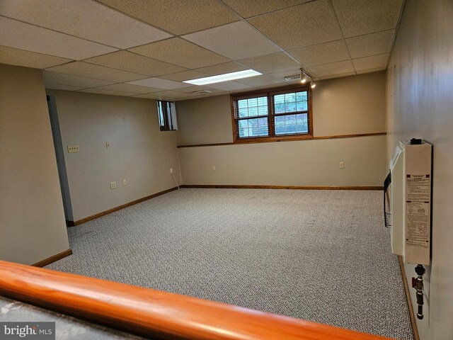 1511 Saint Francis Ln, Altoona, PA 16602 - basement featuring carpet floors, a drop ceiling, and baseboards