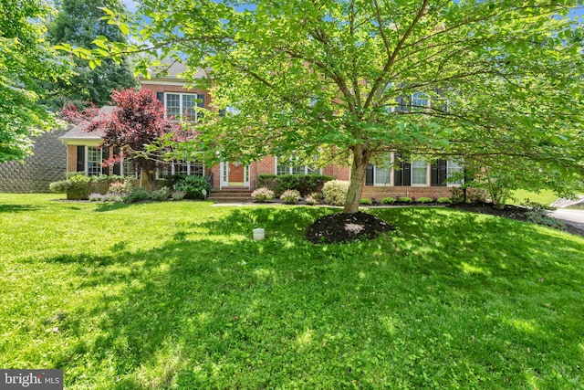 8220 Waterside Ct, Fort Washington, MD 20744 - obstructed view of property with brick siding and a front lawn