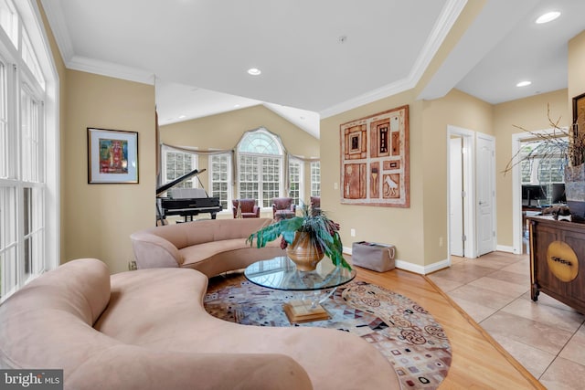 8220 Waterside Ct, Fort Washington, MD 20744 - living area with crown molding, baseboards, light wood finished floors, and recessed lighting