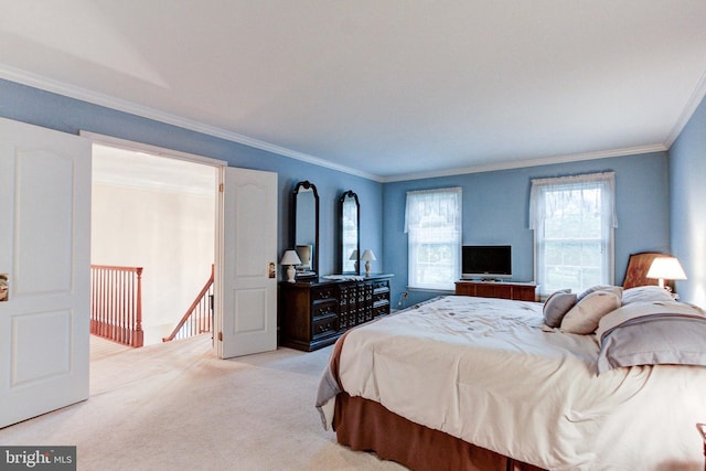 235 Amherst Dr, Doylestown, PA 18901 - bedroom with light carpet and crown molding