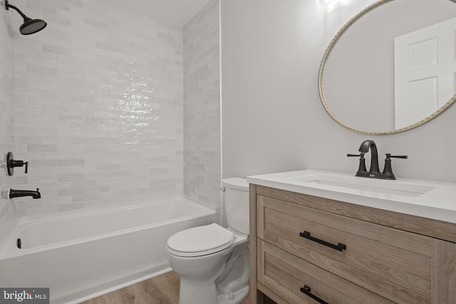 6127 Haymarket Way, Mechanicsburg, PA 17050 - bathroom featuring vanity, toilet, shower / bathtub combination, and wood finished floors