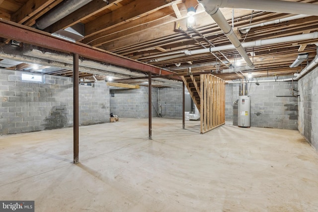 1316 Carpenters Point Rd, Perryville, MD 21903 - basement with electric water heater and stairway