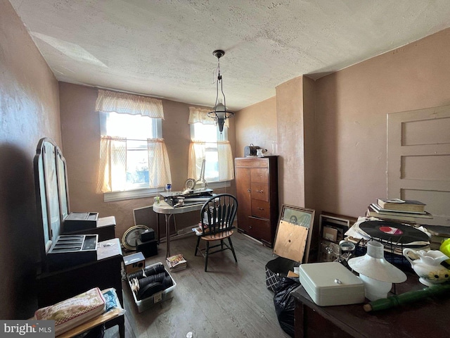 1744 Llewelyn Ave, Baltimore, MD 21213 - office area featuring wood finished floors and a textured ceiling