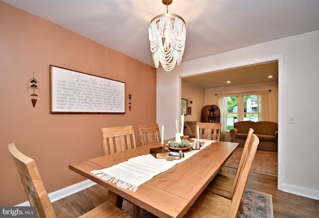 16 Grove Cir, Sellersville, PA 18960 - dining space featuring baseboards, a chandelier, and wood finished floors