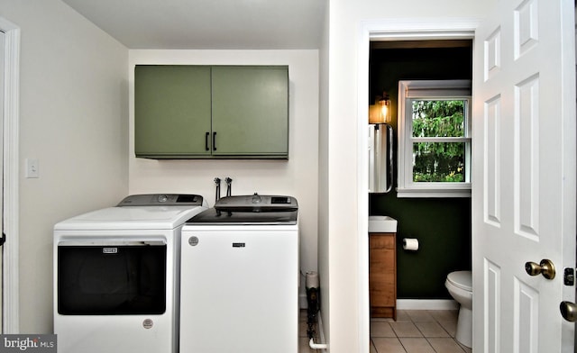 16 Grove Cir, Sellersville, PA 18960 - laundry area featuring independent washer and dryer, light tile patterned floors, and baseboards