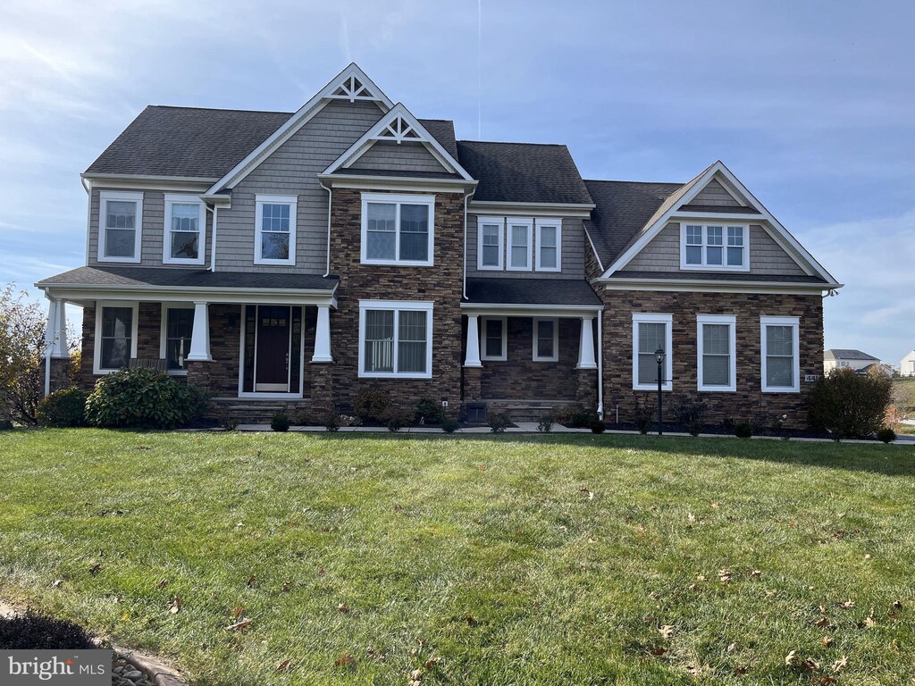 441 Irish Rebel Rd, Westminster, MD 21157 - craftsman inspired home with a front lawn, roof with shingles, and stone siding