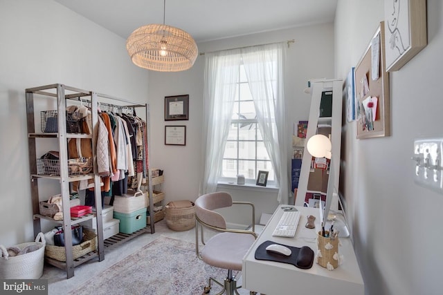 3402 Gentle Breeze Dr, Upper Marlboro, MD 20772 - home office with healthy amount of natural light and a chandelier