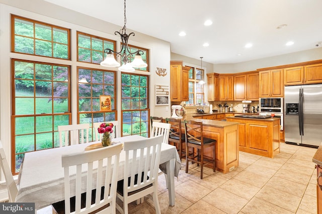 25 Mariner Ct, Ridgeley, WV 26753 - dining room featuring a chandelier, light tile patterned flooring, and recessed lighting