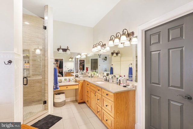 25 Mariner Ct, Ridgeley, WV 26753 - bathroom featuring tile patterned floors, a stall shower, and double vanity