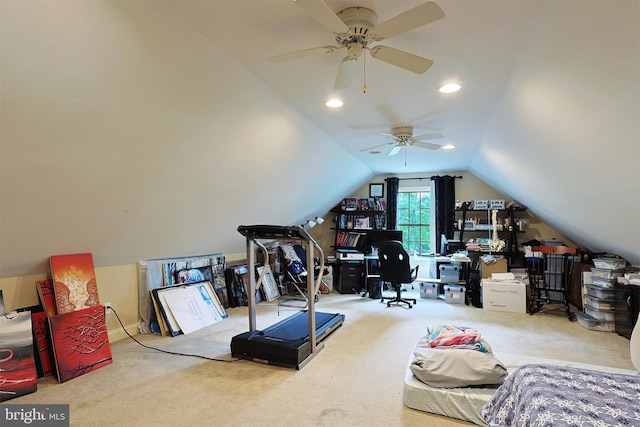 25 Mariner Ct, Ridgeley, WV 26753 - carpeted office featuring a ceiling fan and lofted ceiling