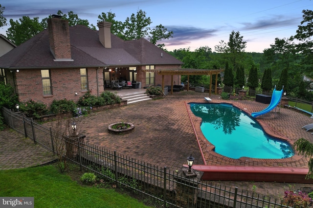 25 Mariner Ct, Ridgeley, WV 26753 - view of pool featuring a water slide, a pergola, and a patio