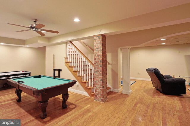 25 Mariner Ct, Ridgeley, WV 26753 - game room with pool table, light wood-style floors, recessed lighting, ceiling fan, and baseboards