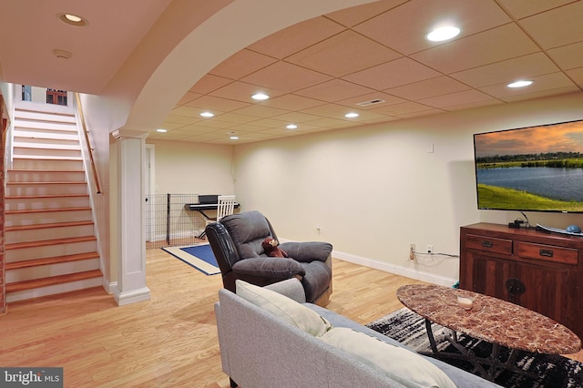 25 Mariner Ct, Ridgeley, WV 26753 - living area featuring light wood-type flooring, baseboards, stairway, and recessed lighting