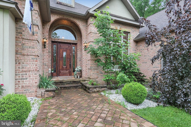 25 Mariner Ct, Ridgeley, WV 26753 - doorway to property featuring brick siding and a shingled roof