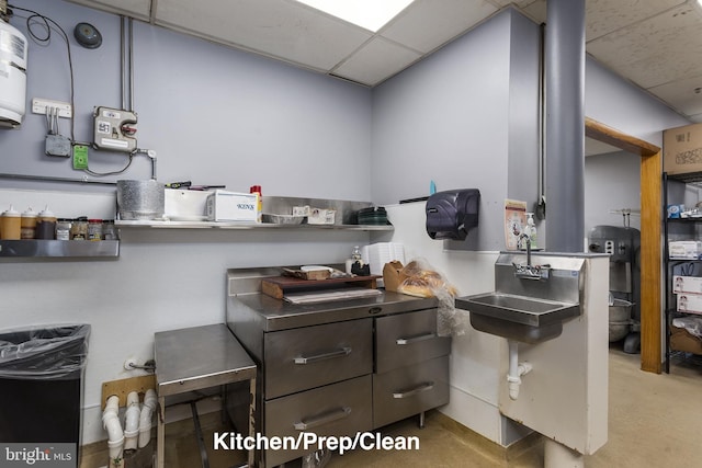 3 Howell Point Rd, Betterton, MD 21610 - kitchen featuring a drop ceiling and concrete flooring