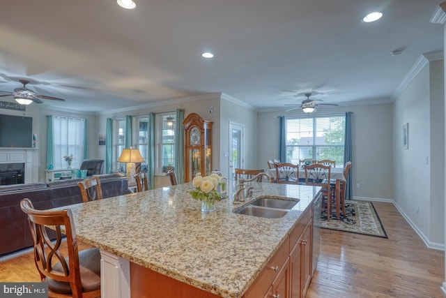 38623 Longs Chapel Ln, Millville, DE 19967 - kitchen with a sink, ceiling fan, open floor plan, healthy amount of natural light, and recessed lighting