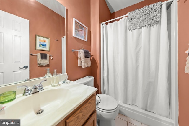 419 Westside Station Dr, Winchester, VA 22601 - full bath featuring vanity, toilet, tile patterned floors, and curtained shower