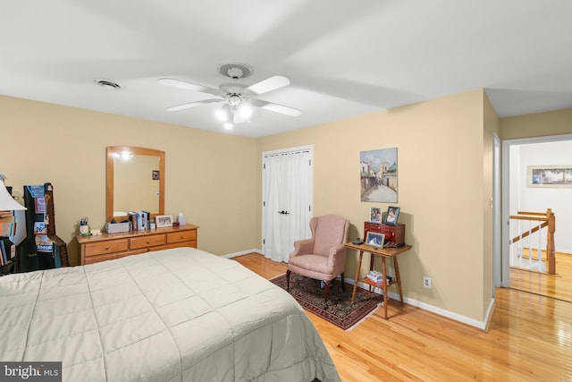 419 Westside Station Dr, Winchester, VA 22601 - bedroom with light wood-style flooring, baseboards, a ceiling fan, and a closet
