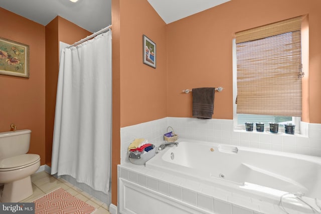 419 Westside Station Dr, Winchester, VA 22601 - bathroom featuring toilet, a whirlpool tub, tile patterned flooring, and baseboards