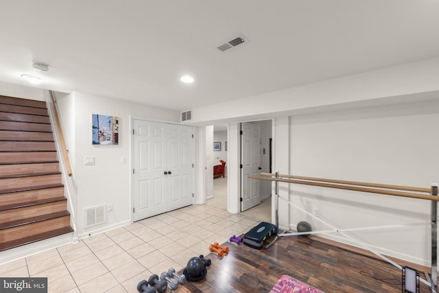 419 Westside Station Dr, Winchester, VA 22601 - workout area featuring light tile patterned floors, baseboards, and recessed lighting