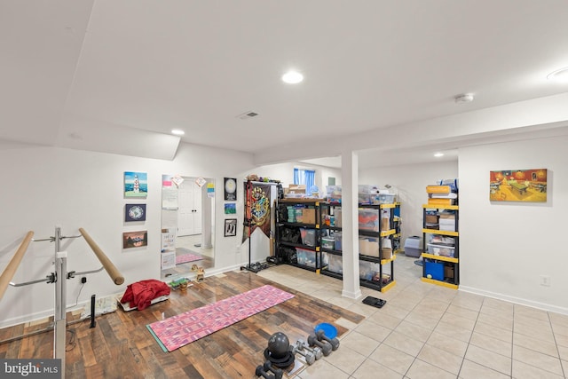 419 Westside Station Dr, Winchester, VA 22601 - workout room featuring baseboards, recessed lighting, and light wood finished floors