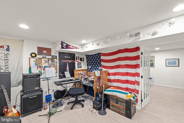 419 Westside Station Dr, Winchester, VA 22601 - home office with carpet flooring and recessed lighting