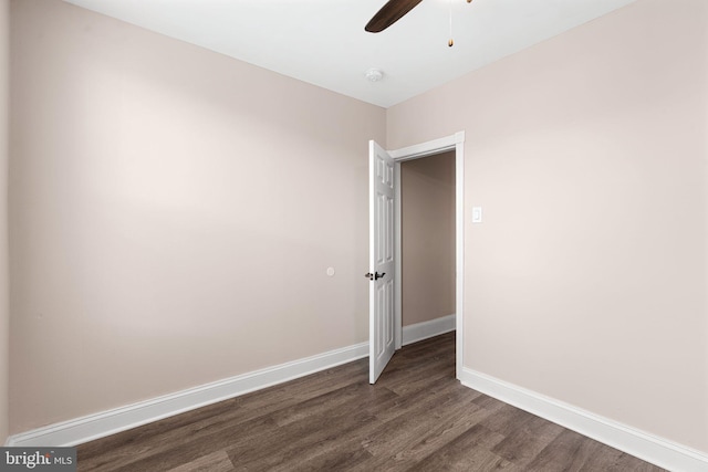 2032 S 21st St, Philadelphia, PA 19145 - unfurnished room with dark wood-style floors, a ceiling fan, and baseboards