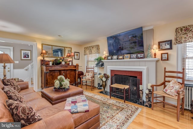 336 Miller St, Winchester, VA 22601 - living room with wood finished floors and a fireplace