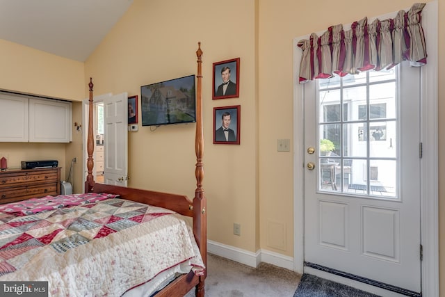 336 Miller St, Winchester, VA 22601 - bedroom featuring light colored carpet, lofted ceiling, and baseboards