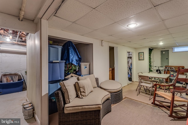 336 Miller St, Winchester, VA 22601 - living room with concrete floors and a drop ceiling