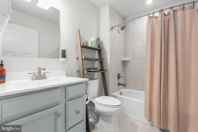 12037 Angora Dr, King George, VA 22485 - bathroom featuring toilet, vanity, shower / bath combination with curtain, and tile patterned flooring