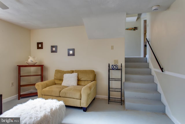 25 Panorama Dr, Oxon Hill, MD 20745 - carpeted living area featuring baseboards and stairway
