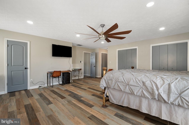 106 Lighthouse Dr, Hampton, VA 23664 - bedroom with two closets, wood finished floors, baseboards, and recessed lighting