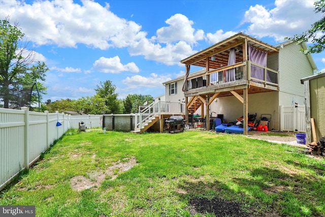 3111 Jessica Rd, Dover, PA 17315 - back of property with stairs, a deck, and stucco siding