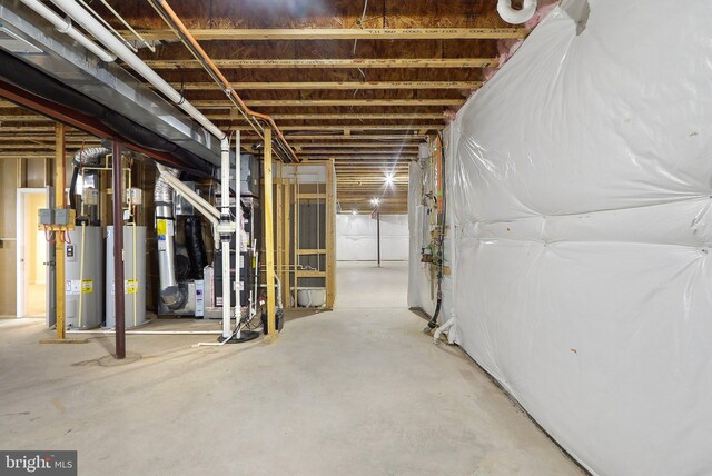 11202 King Gallahan Ct, Clinton, MD 20735 - unfinished basement with electric water heater and water heater