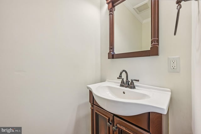 225 Dunlap Rd, Pasadena, MD 21122 - bathroom featuring crown molding and vanity