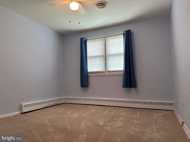 206 Taylor Rd, Wilmington, DE 19804 - carpeted spare room with a ceiling fan, a baseboard heating unit, and baseboards