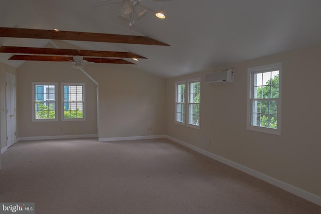 107 Bishops Ln, Baltimore, MD 21228 - spare room with ceiling fan, an AC wall unit, baseboards, light colored carpet, and recessed lighting