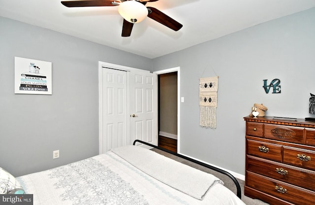 985 Jeffrey Dr, Southampton, PA 18966 - carpeted bedroom with a closet, baseboards, and ceiling fan